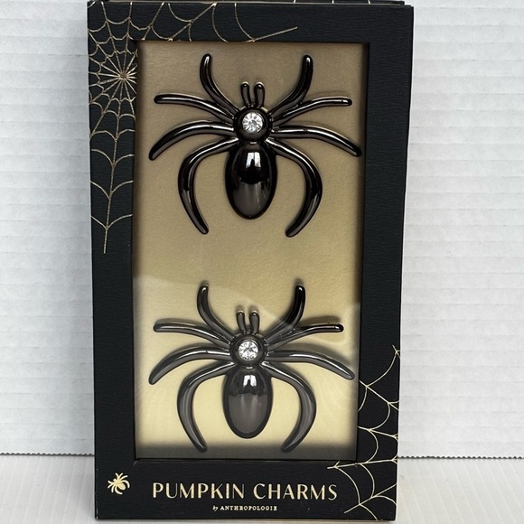 Anthropologie Other - Anthropologie Halloween Black Spiders Pumpkin Pin Charms - New